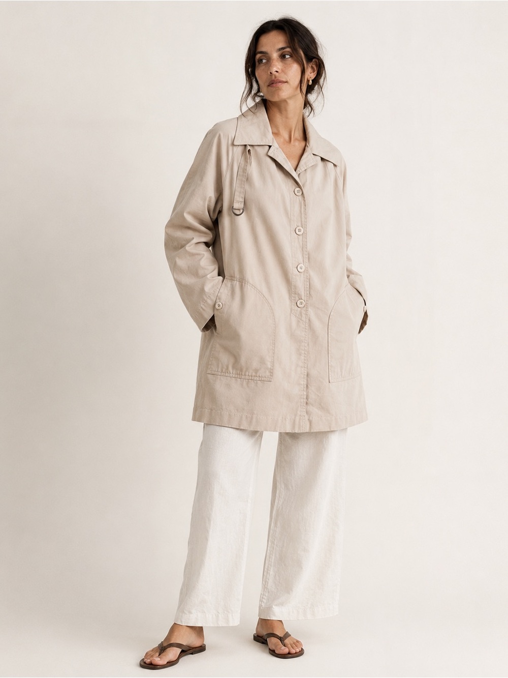 Vintage 70s 80s Montgomery Ward Tan Trench Coat Size 15 16